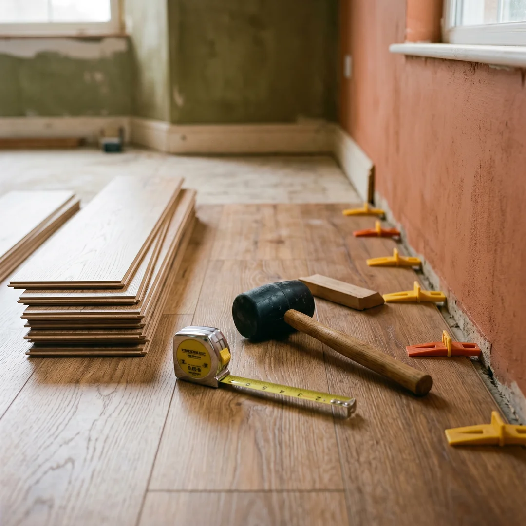 Laminate flooring fitting in a London home